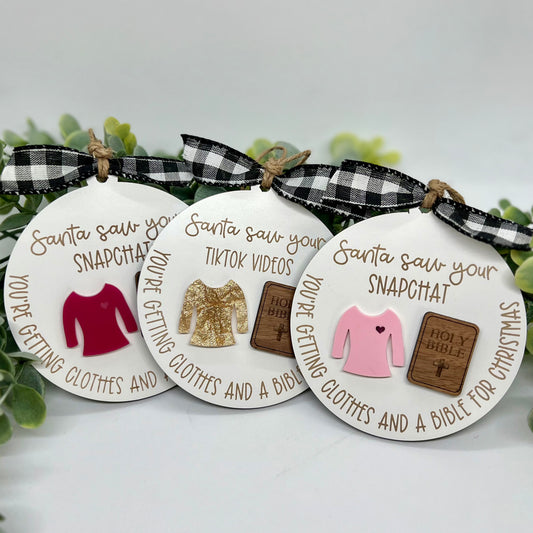 Santa Saw Your Snapchat Ornament