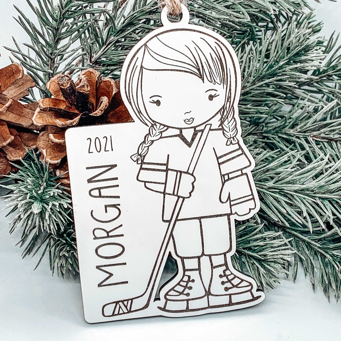 Hockey Girl Ornament - Sea Pine Designs
