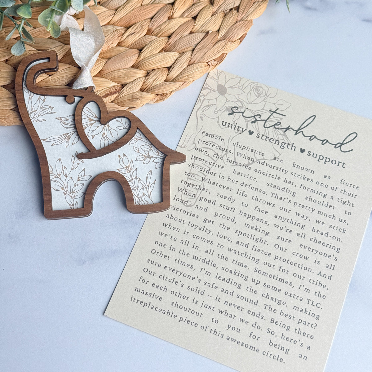Story Card Ornament: Sisterhood (Elephant)