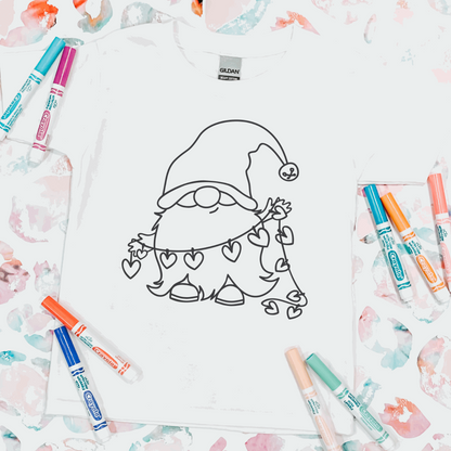 Coloring Tee: Valentine Gnome