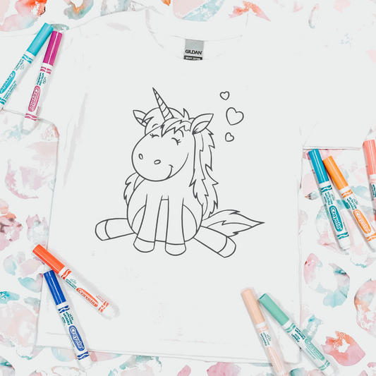 Coloring Tee: Unicorn Sweetie