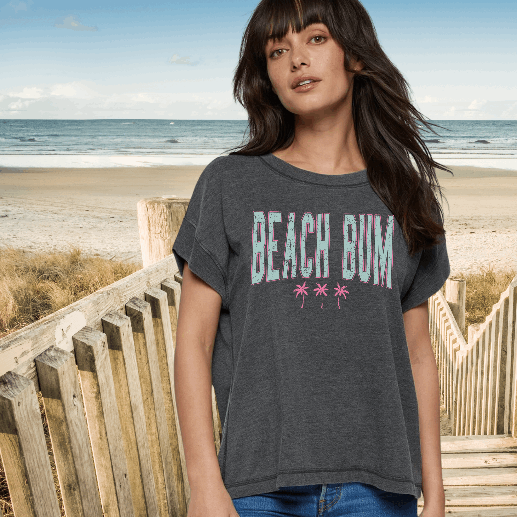 BEACH BUM Cutoff Tee