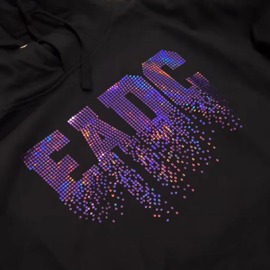 Purple Holographic Drip EADC Design on Black Adult Hoodie