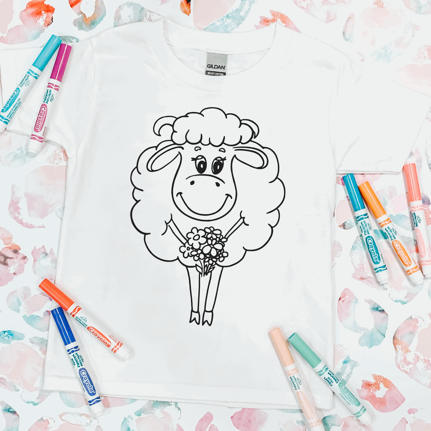 Coloring Tee: Flowers For Ewe