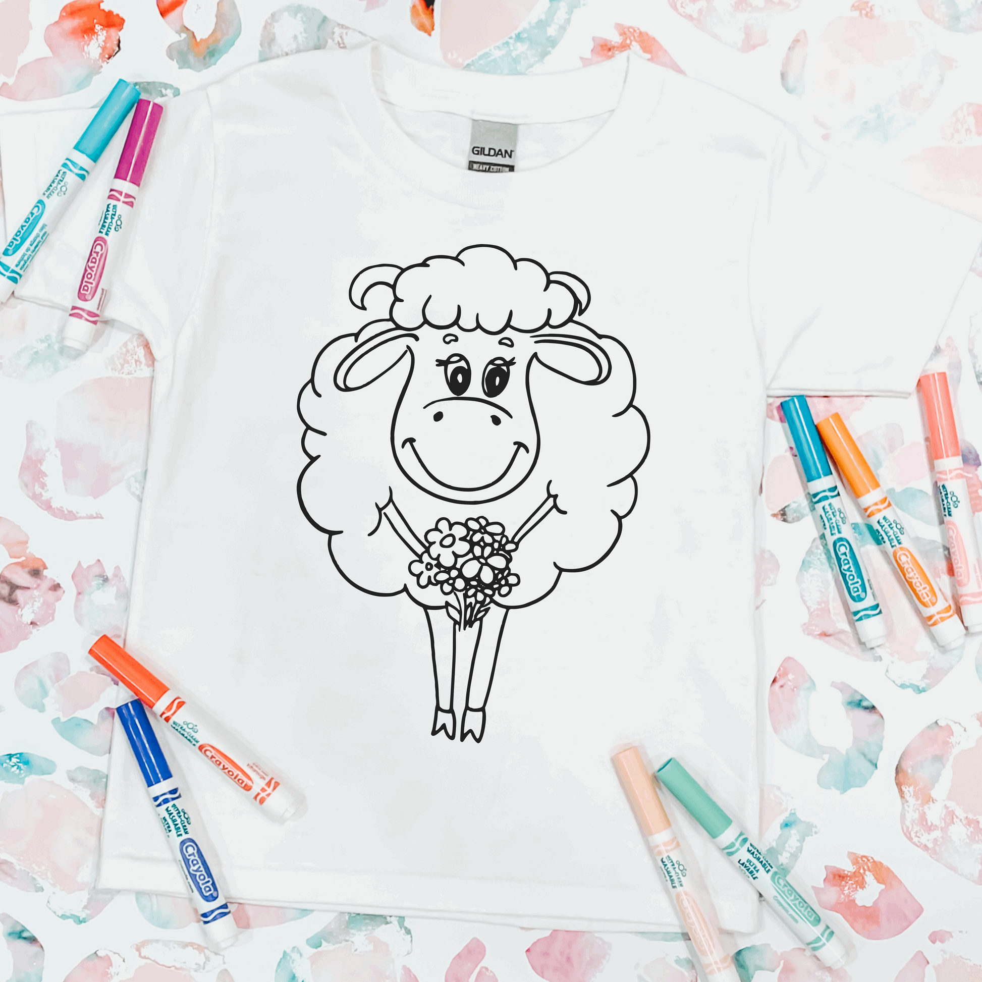 Coloring Tee: Flowers For Ewe