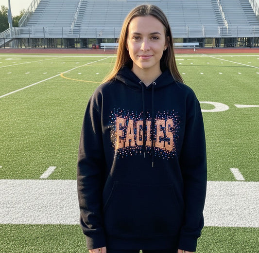 Eagles Orange+Black Bling Hoodie