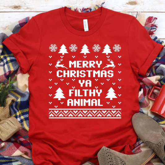 MERRY CHRISTMAS YA FILTHY ANIMAL Tee - Sea Pine Designs