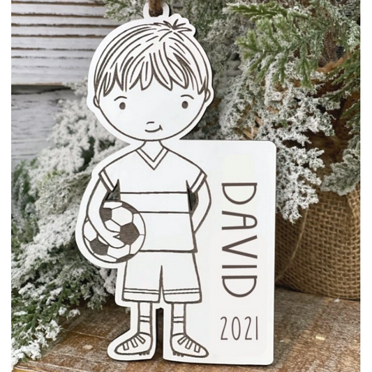 Soccer Boy Ornament - Sea Pine Designs