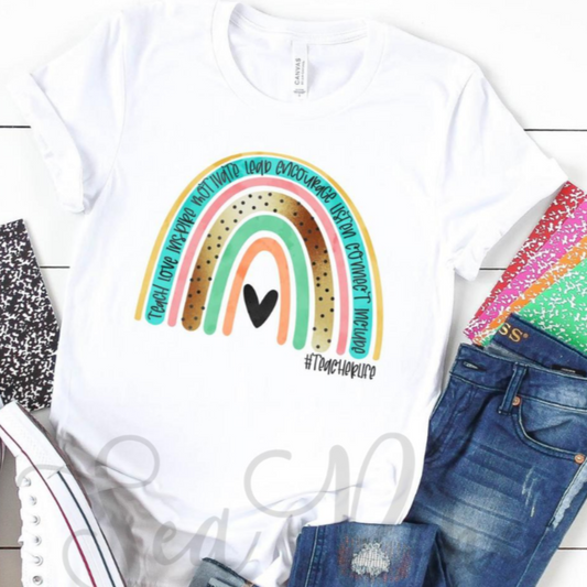 TEACHER RAINBOW Tee - Sea Pine Designs