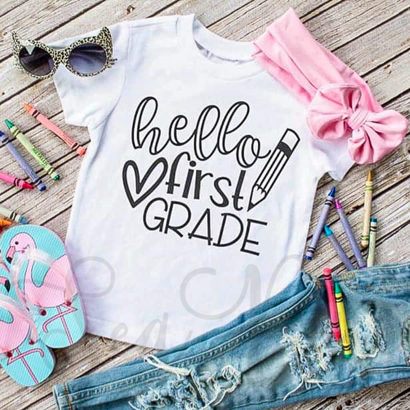 HELLO FIRST GRADE Tee - Sea Pine Designs